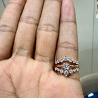 14K Solid Gold Double Wedding Band Enhancer Ring | Lab Grown Diamonds, V Style Guard