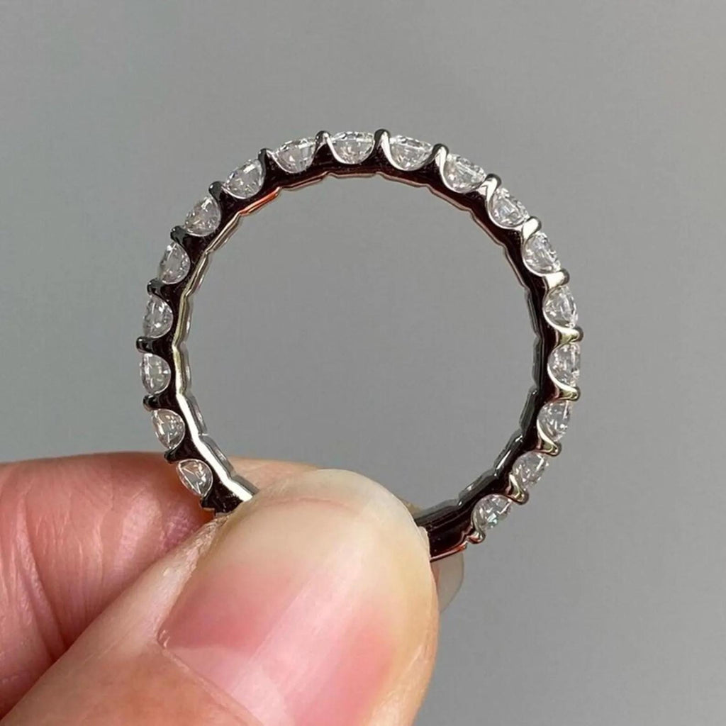 14K Solid Gold Full Eternity Ring | Lab Grown Round Diamonds Wedding Band