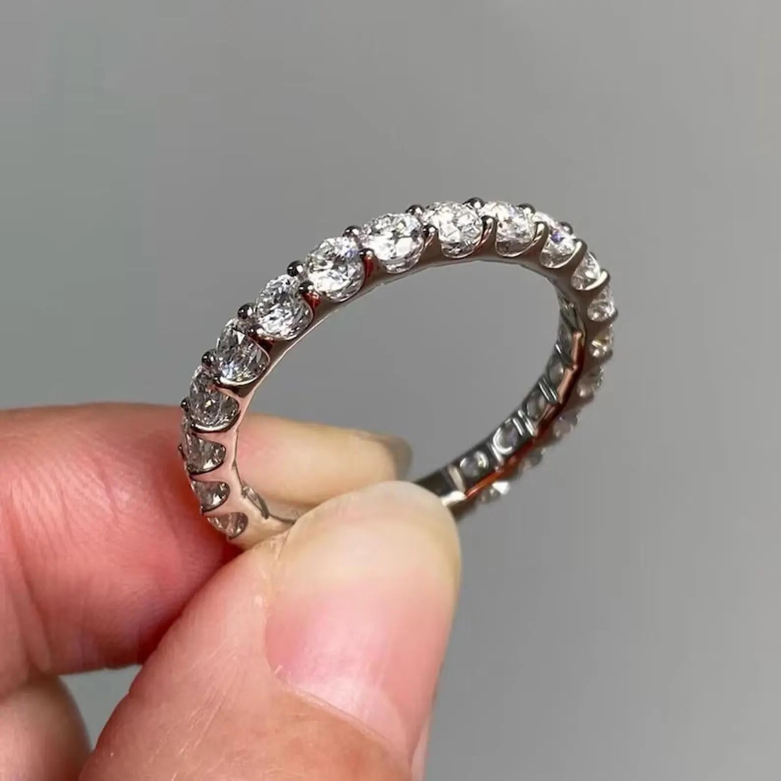 14K Solid Gold Full Eternity Ring | Lab Grown Round Diamonds Wedding Band