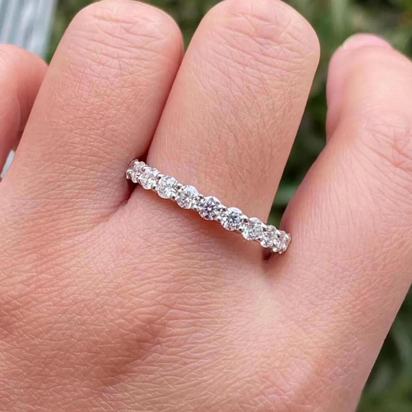 14K Solid Gold Full Eternity Ring | Lab Grown Round Diamonds Wedding Band