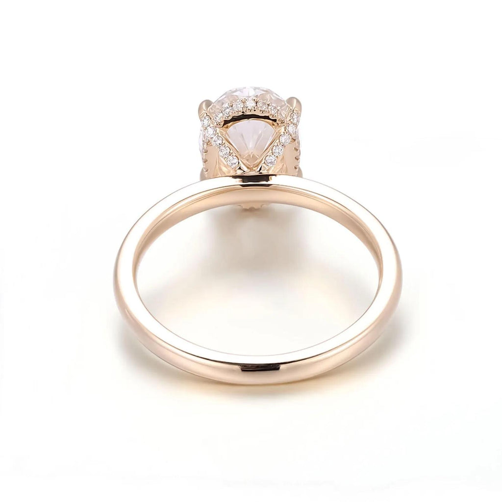 3.20CTW Oval Lab Grown Diamond Engagement Ring | Hidden Halo | 14K Solid Gold | IGI Certified