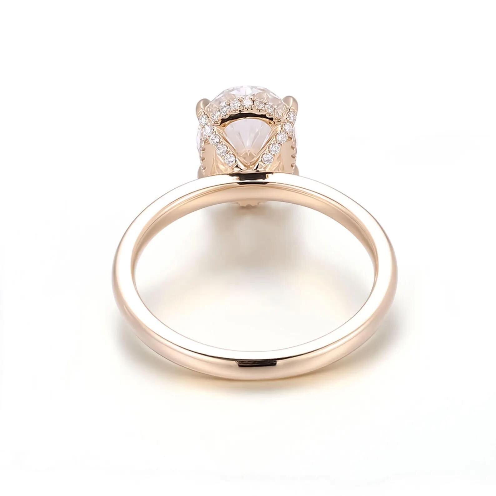 3.20CTW Oval Lab Grown Diamond Engagement Ring | Hidden Halo | 14K Solid Gold | IGI Certified