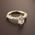 1.50CTW Oval Lab Grown Diamond Engagement Ring | IGI Certified Center | 14K Gold Beaded Band