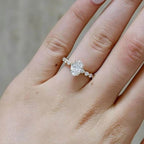 1.50CTW Oval Lab Grown Diamond Engagement Ring | IGI Certified Center | 14K Gold Beaded Band