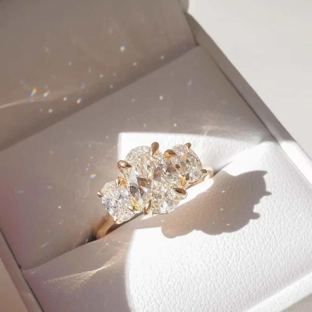 3CTW Three Stone Lab Grown Diamond Engagement Ring | 14K Solid Gold | IGI Certified