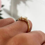 Oval Lab Grown Diamond Engagement Ring | Floral Side Stones | 14K Gold | IGI Certified