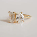 4CTW Oval Emerald Lab Grown Diamond Ring | 14K Solid Gold, IGI Certified