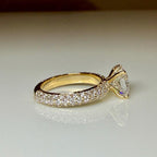 2.50CT Cushion Lab Grown Diamond Engagement Ring, 3.80CTW Pavé Band, 14K Gold (IGI Certified)