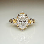 1.50CT Oval Lab Grown Diamond Engagement Ring | 14K Solid Gold Floral Halo, IGI Certified
