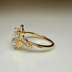 1.50CT Oval Lab Grown Diamond Engagement Ring | 14K Solid Gold Floral Halo, IGI Certified