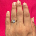 1.50CT Oval Lab Grown Diamond Engagement Ring | 14K Solid Gold Floral Halo, IGI Certified