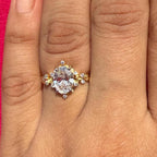 1.50CT Oval Lab Grown Diamond Engagement Ring | 14K Solid Gold Floral Halo, IGI Certified