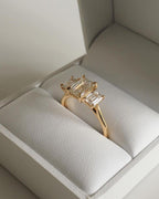 Emerald Cut Lab Grown Diamond Three Stone Ring | 14K Solid Gold, IGI Certified