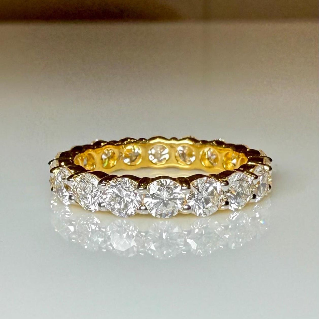 Lab Grown Diamond Full Eternity Band | 14K Solid Gold Wedding Ring 3.5MM Round Diamonds