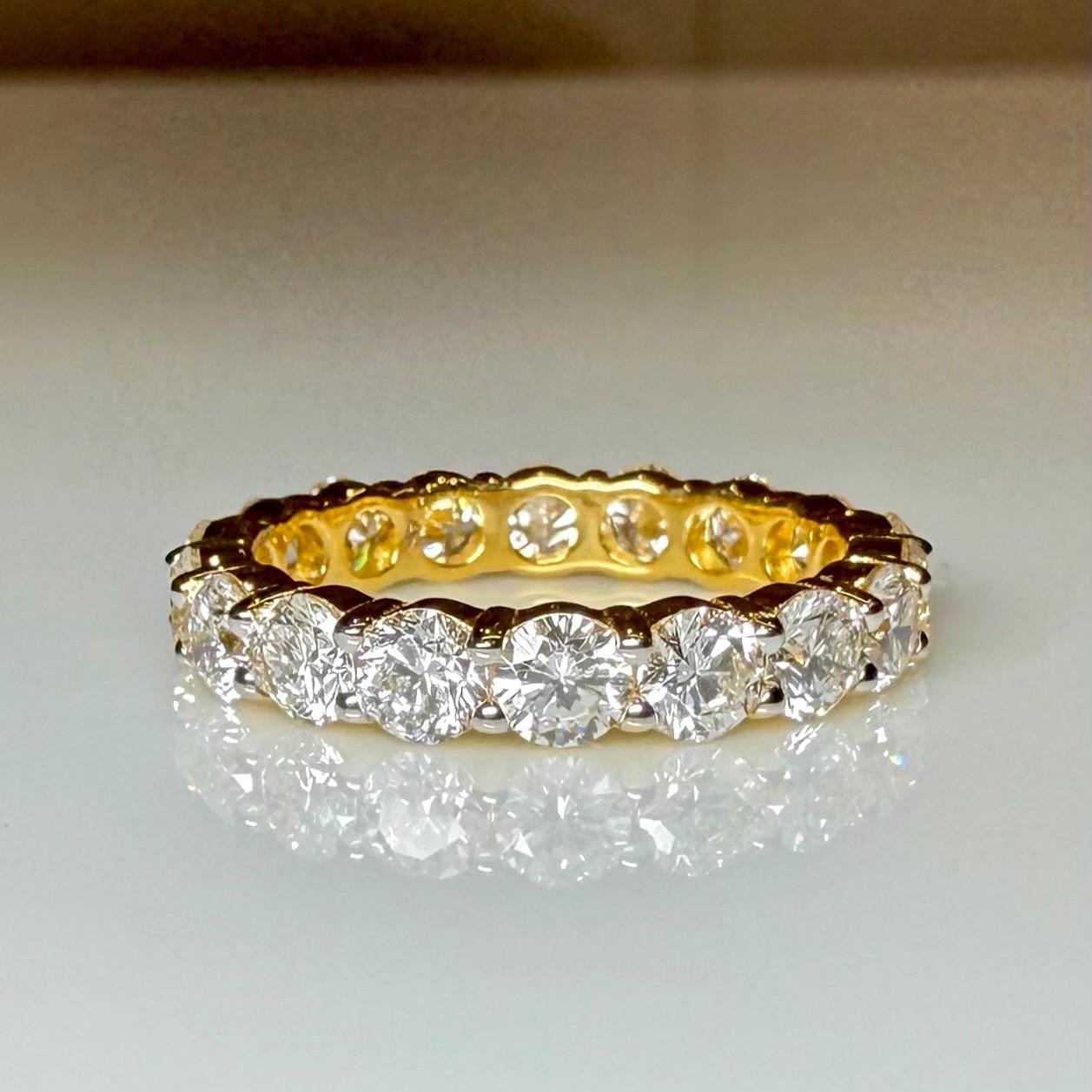 Lab Grown Diamond Full Eternity Band | 14K Solid Gold Wedding Ring 3.5MM Round Diamonds