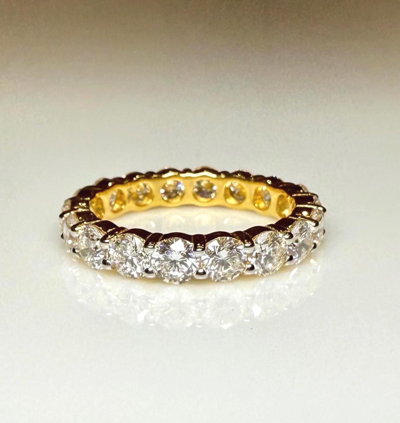 Lab Grown Diamond Full Eternity Band | 14K Solid Gold Wedding Ring 3.5MM Round Diamonds