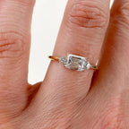 East West Emerald Lab Diamond Engagement Ring | 14K Gold, IGI Certified