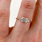 East West Emerald Lab Diamond Engagement Ring | 14K Gold, IGI Certified