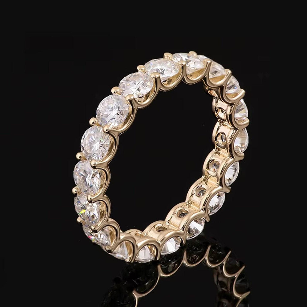 14K Solid Gold Full Eternity Ring | Lab Grown Round Diamonds Wedding Band