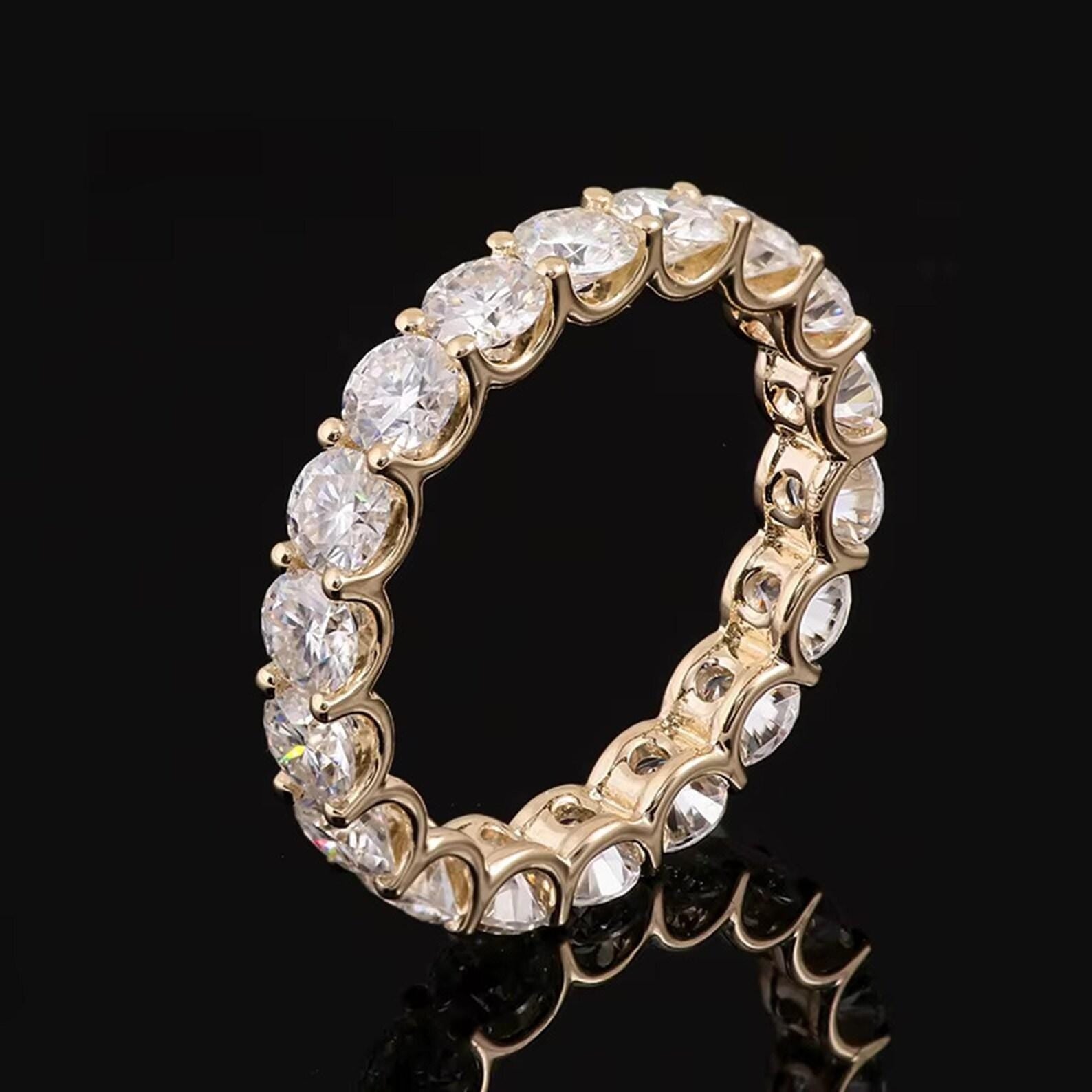 14K Solid Gold Full Eternity Ring | Lab Grown Round Diamonds Wedding Band