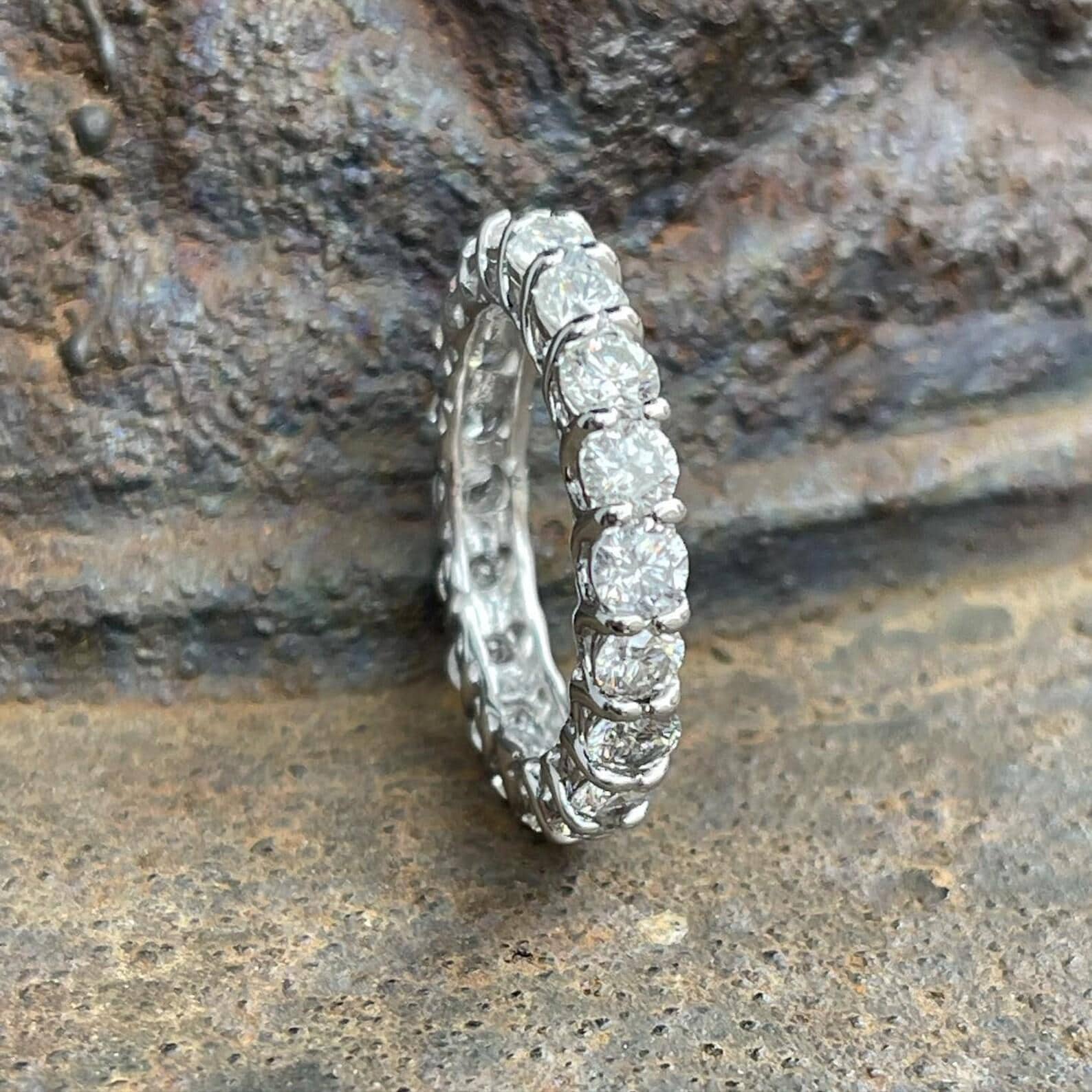 14K Solid Gold Full Eternity Ring | Lab Grown Round Diamonds Wedding Band