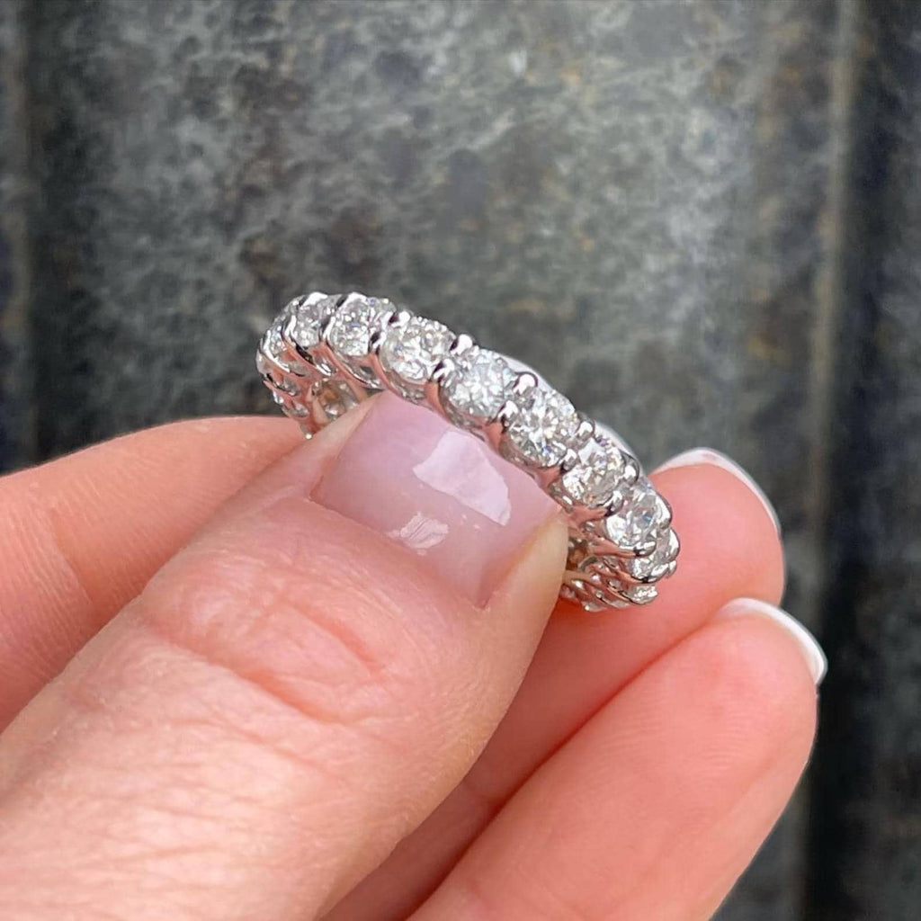 14K Solid Gold Full Eternity Ring | Lab Grown Round Diamonds Wedding Band