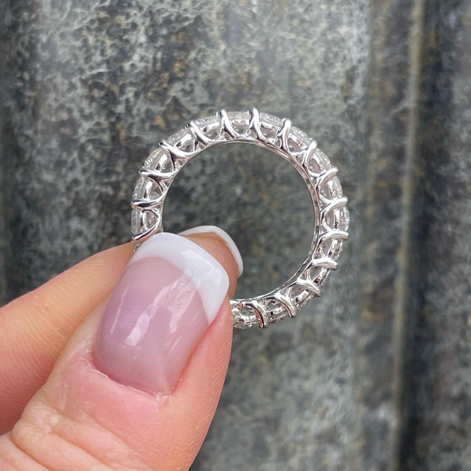 14K Solid Gold Full Eternity Ring | Lab Grown Round Diamonds Wedding Band