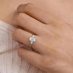 Emerald Cut Lab Diamond Engagement Ring | Pear Side Stones, 14K Gold, IGI Certified