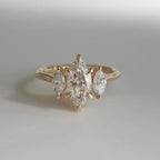1.70CTW Marquise Lab Grown Diamond Engagement Ring | Three Stone Ring | 14K Solid Gold