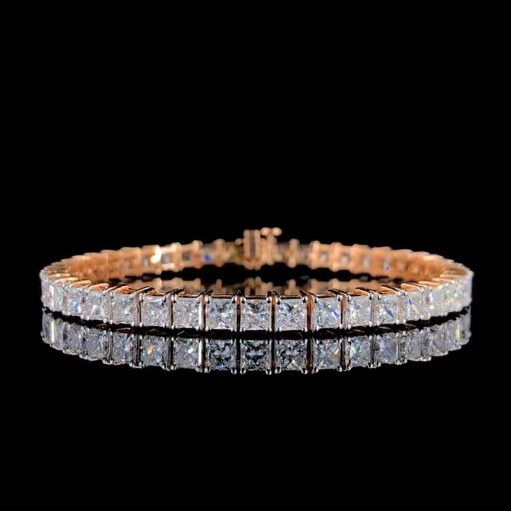 Princess Cut Lab Grown Diamond Tennis Bracelet | 14K Gold, SGL Certified 4.5MM