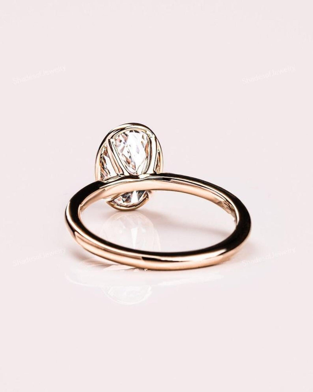 3CT Oval Lab Grown Diamond Engagement Ring | 14K Gold Bezel Set Solitaire | IGI Certified