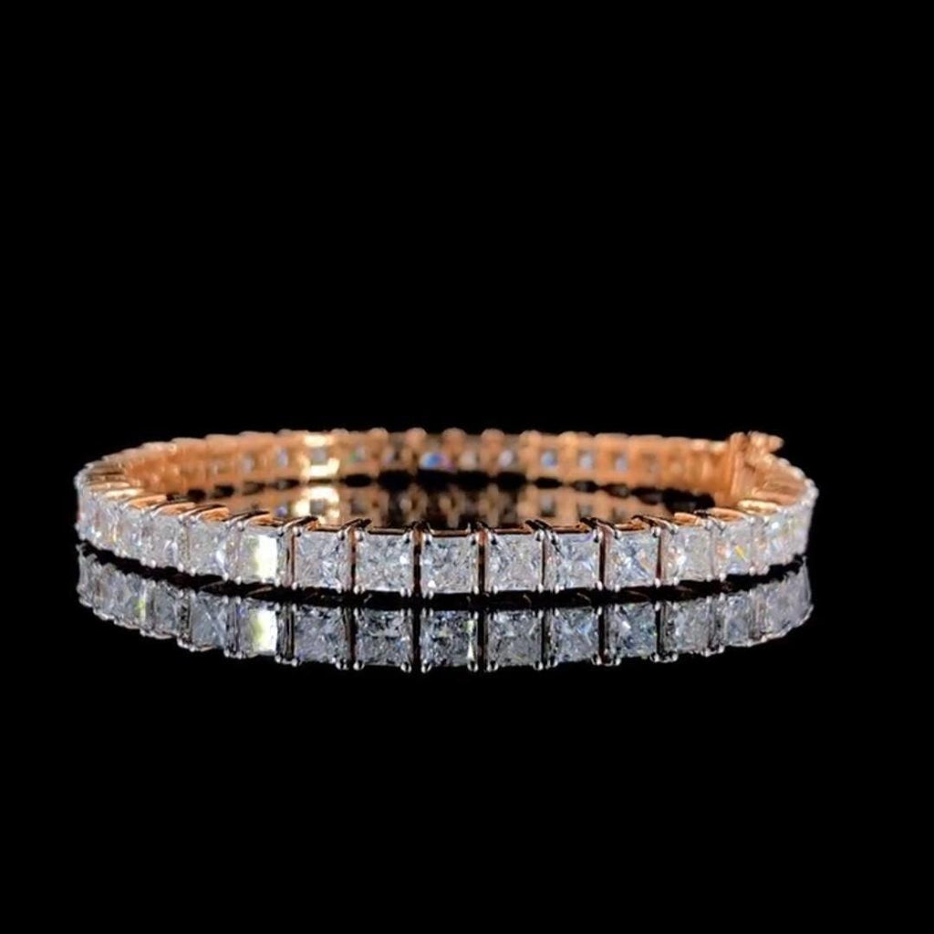 Princess Cut Lab Grown Diamond Tennis Bracelet | 14K Gold, SGL Certified 4.5MM
