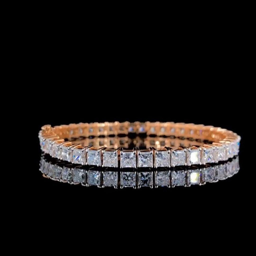 Princess Cut Lab Grown Diamond Tennis Bracelet | 14K Gold, SGL Certified 4.5MM
