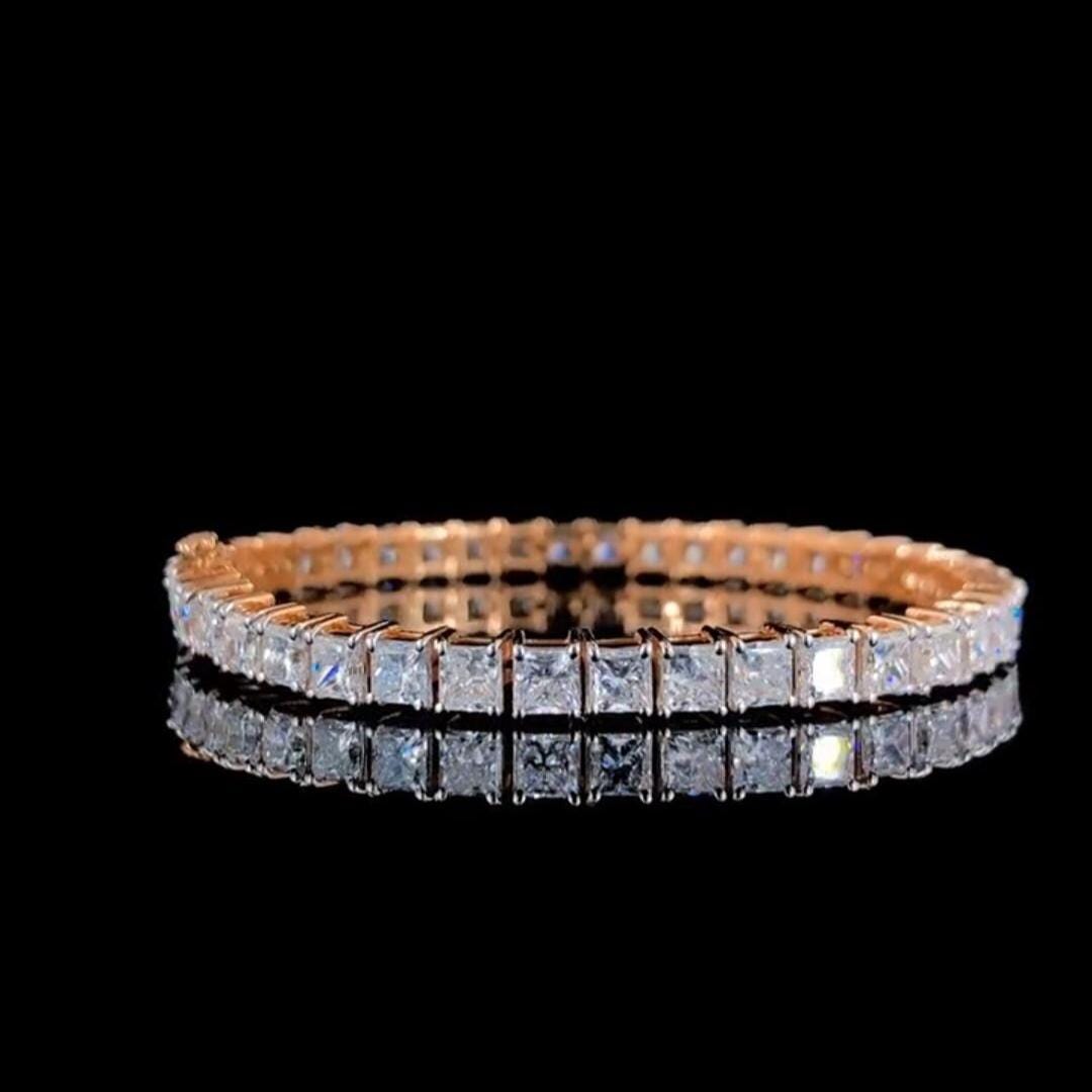Princess Cut Lab Grown Diamond Tennis Bracelet | 14K Gold, SGL Certified 4.5MM