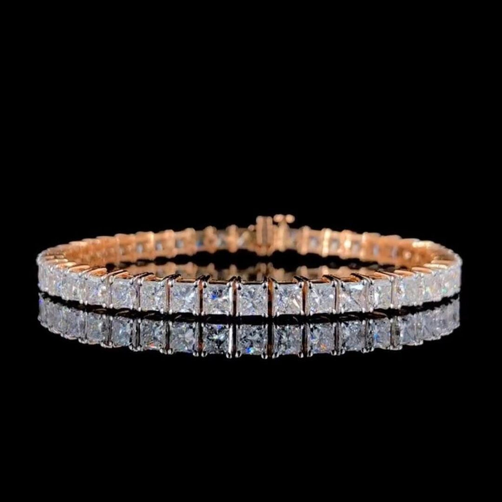 Princess Cut Lab Grown Diamond Tennis Bracelet | 14K Gold, SGL Certified 4.5MM