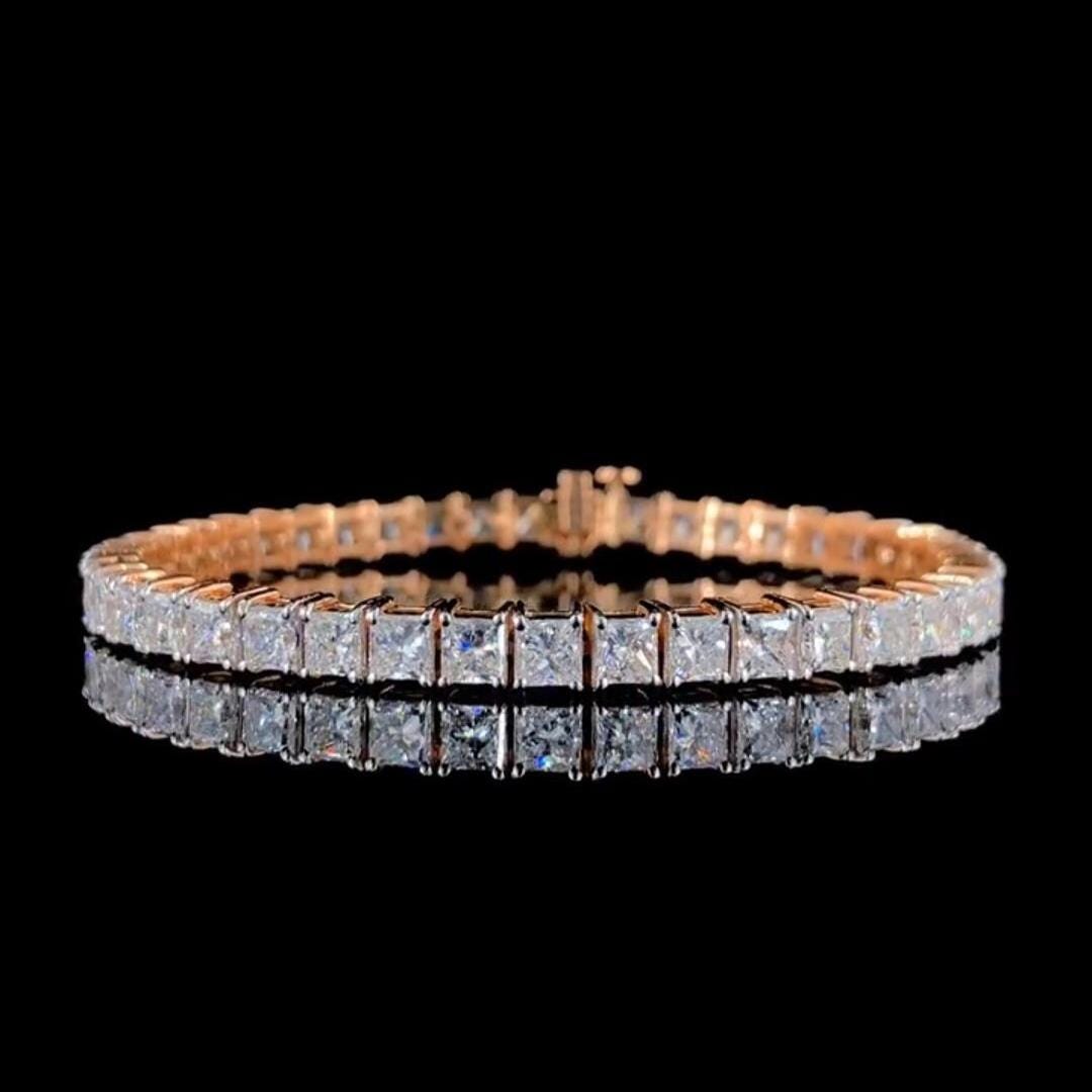 Princess Cut Lab Grown Diamond Tennis Bracelet | 14K Gold, SGL Certified 4.5MM