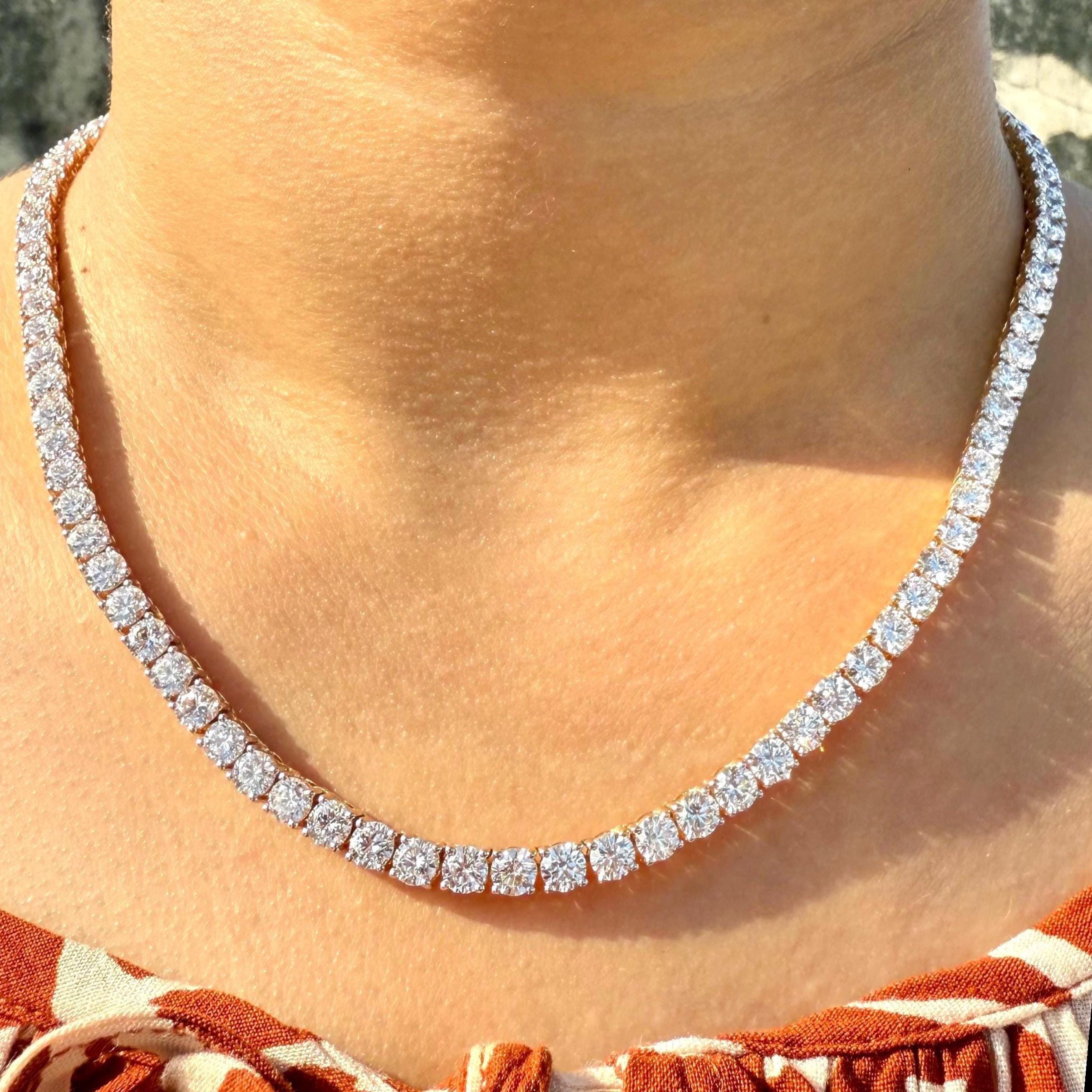 Lab Grown Diamond Tennis Necklace | 14K Solid Gold, SGL Certified, 4.50MM