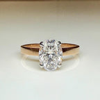 1CT Oval Lab Grown Diamond Engagement Ring | 14K Solid Gold Solitaire Hidden Halo