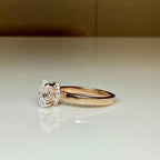 1CT Oval Lab Grown Diamond Engagement Ring | 14K Solid Gold Solitaire Hidden Halo