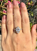 4.60CTW Marquise Lab Grown Diamond Engagement Ring | Hidden Halo Pave Band 14K Gold