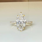 4.60CTW Marquise Lab Grown Diamond Engagement Ring | Hidden Halo Pave Band 14K Gold