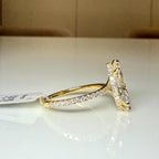 4.60CTW Marquise Lab Grown Diamond Engagement Ring | Hidden Halo Pave Band 14K Gold