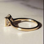 1.5CT Princess Cut Lab Diamond Engagement Ring | 14K Gold Half Bezel Solitaire | IGI Certified