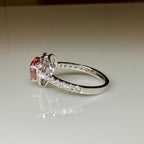 Red Heart Lab Grown Diamond Engagement Ring | 14K Solid Gold Halo Ring
