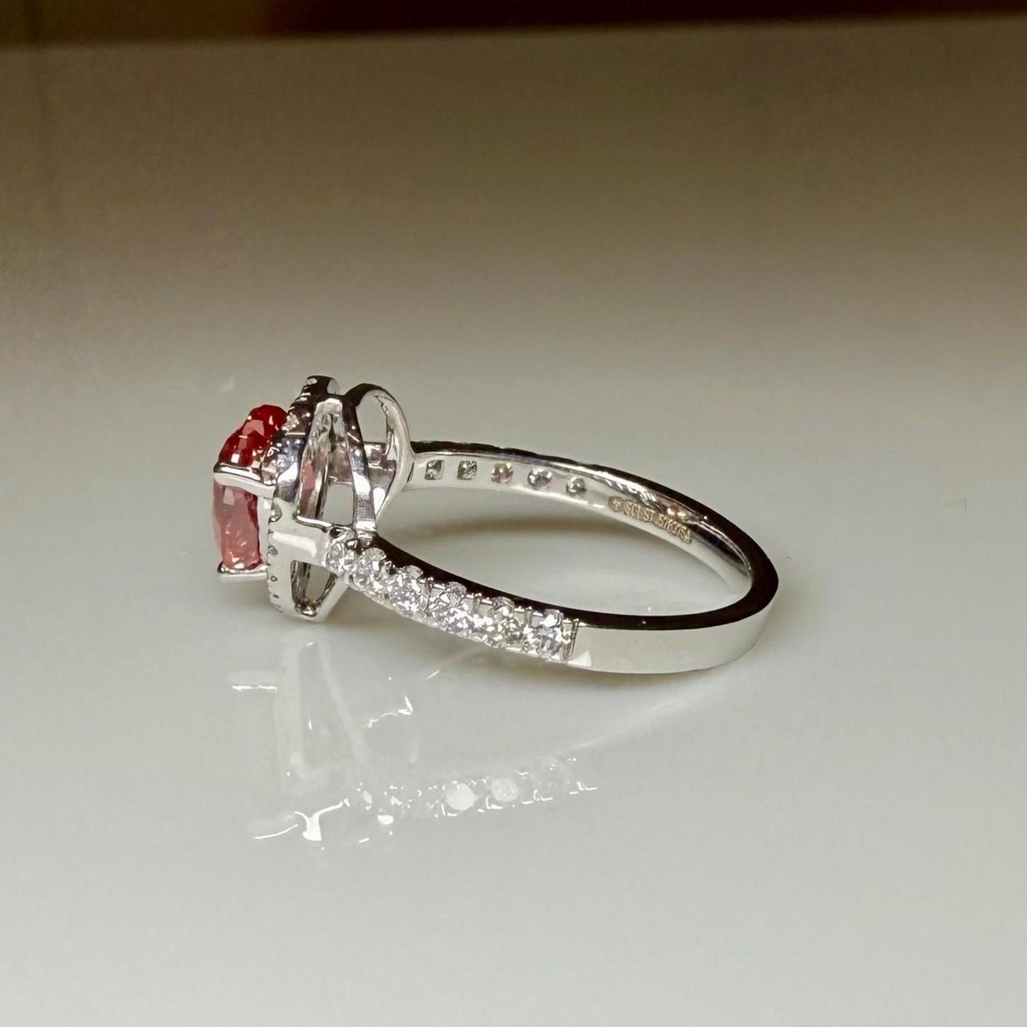 Red Heart Lab Grown Diamond Engagement Ring | 14K Solid Gold Halo Ring
