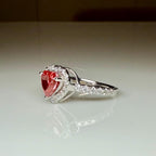 Red Heart Lab Grown Diamond Engagement Ring | 14K Solid Gold Halo Ring