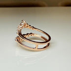 14K Solid Gold Double Wedding Band Enhancer Ring | Lab Grown Diamonds, V Style Guard