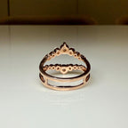 14K Solid Gold Double Wedding Band Enhancer Ring | Lab Grown Diamonds, V Style Guard