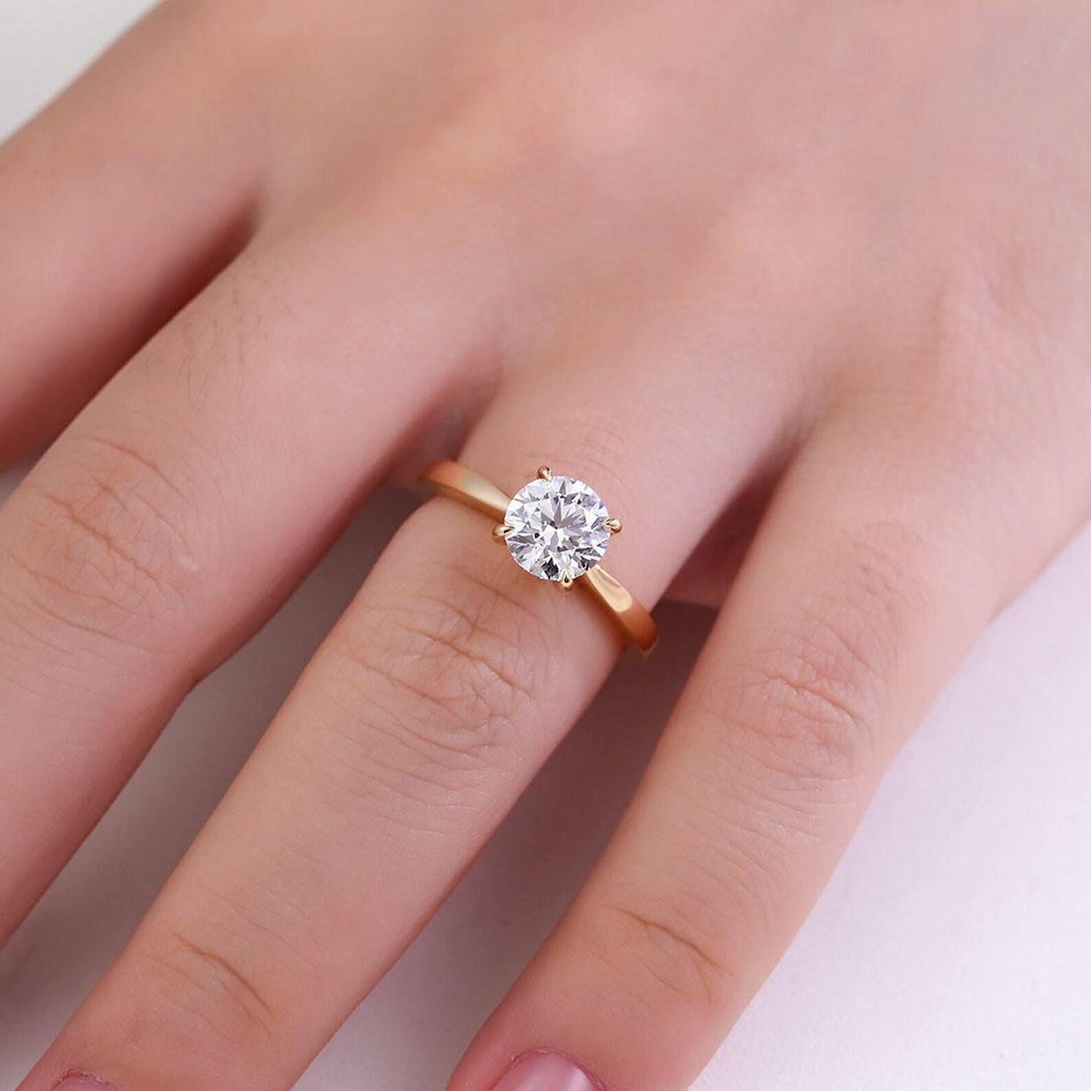 1.50CT Round Brilliant Lab Grown Diamond Engagement Ring | 14K Solid Gold Solitaire | IGI Certified
