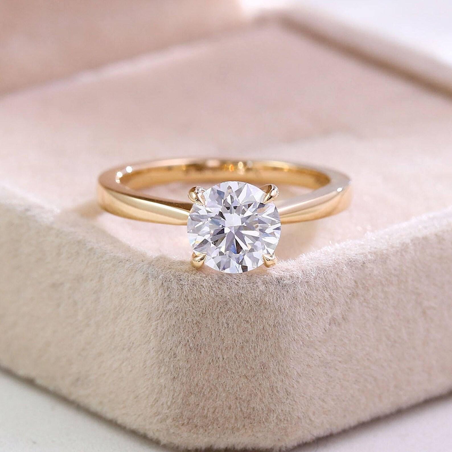 1.50CT Round Brilliant Lab Grown Diamond Engagement Ring | 14K Solid Gold Solitaire | IGI Certified